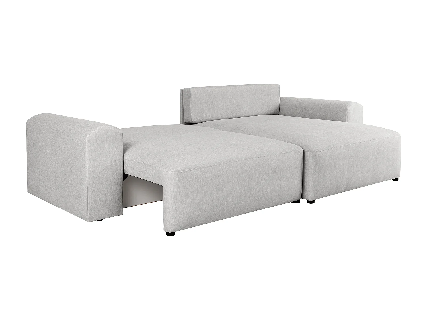 Bäddsoffa med hörnkonfiguration och vändbar i ljusgrått tyg ILANOR