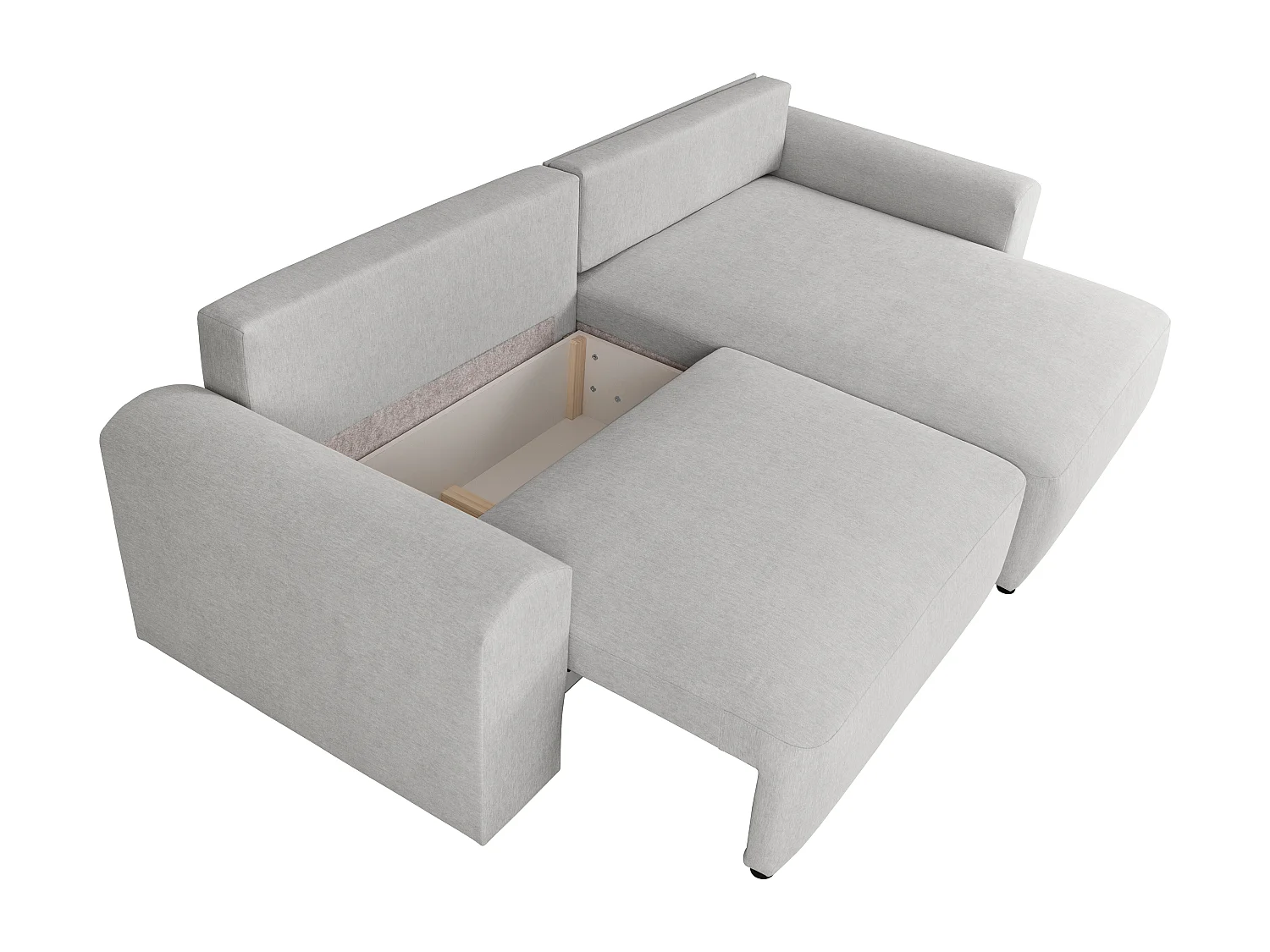 Bäddsoffa med hörnkonfiguration och vändbar i ljusgrått tyg ILANOR