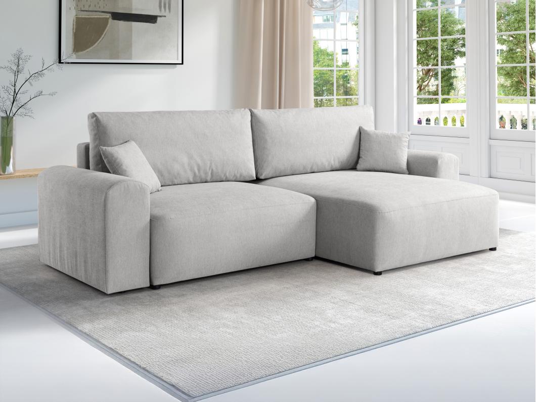 Ecksofa mit Schlaffunktion - Ecke wechselbar - Stoff - Hellgrau - ILANOR