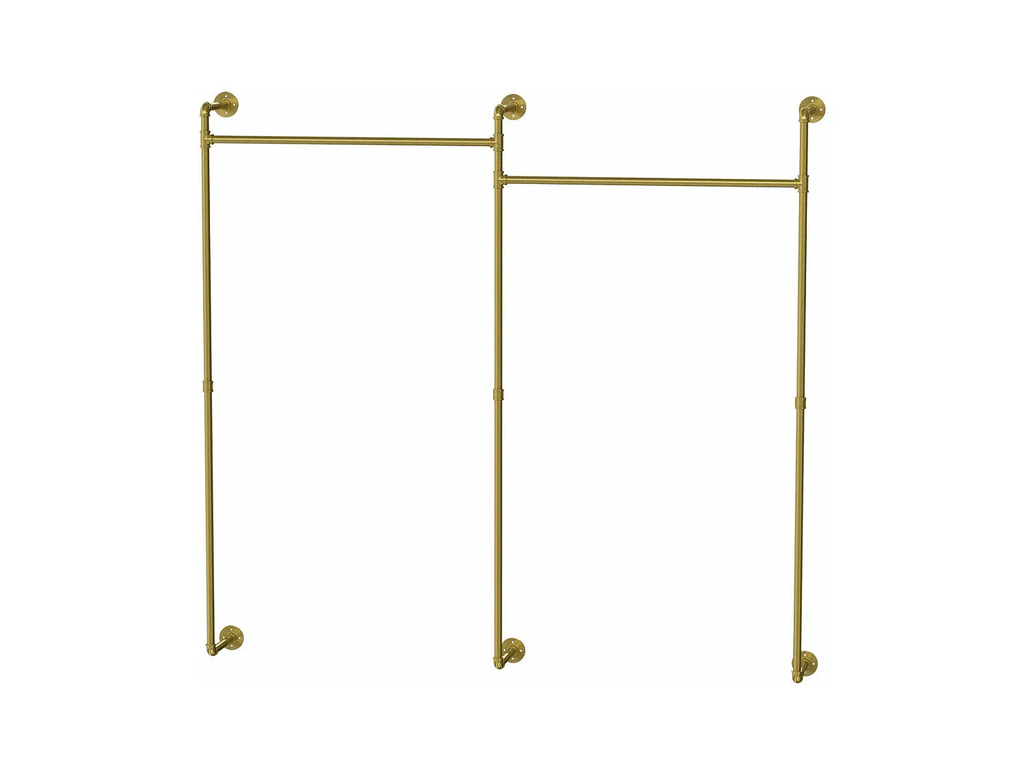Złoty metalowy wieszak ścienny, drążek na ubrania, wieszak na ubrania 205x190cm