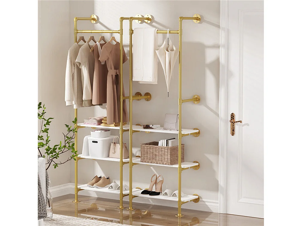 Eingangsgarderobe mit zwei Regalen Kleiderständer im Industriestil Garderobenständer H178cm