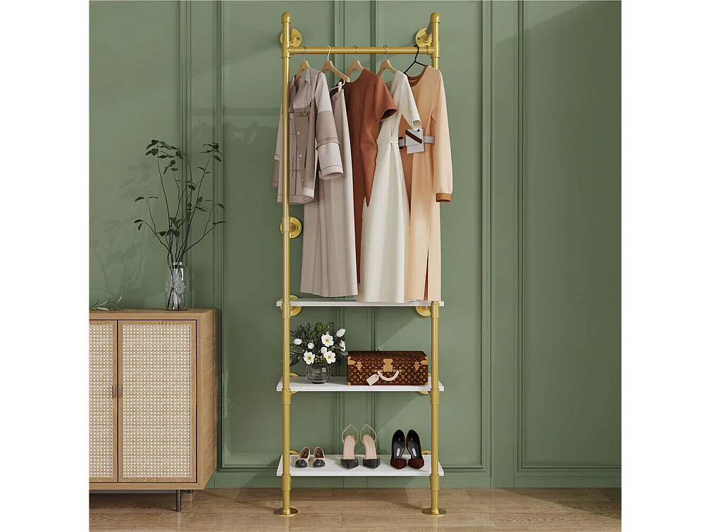 Eingangsgarderobe mit zwei Regalen Kleiderständer im Industriestil Garderobenständer H178cm