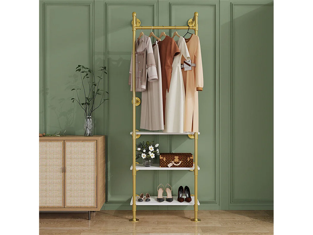 Eingangsgarderobe mit zwei Regalen Kleiderständer im Industriestil Garderobenständer H178cm