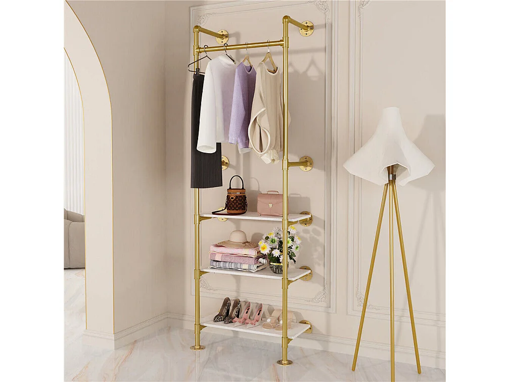 Eingangsgarderobe mit zwei Regalen Kleiderständer im Industriestil Garderobenständer H178cm