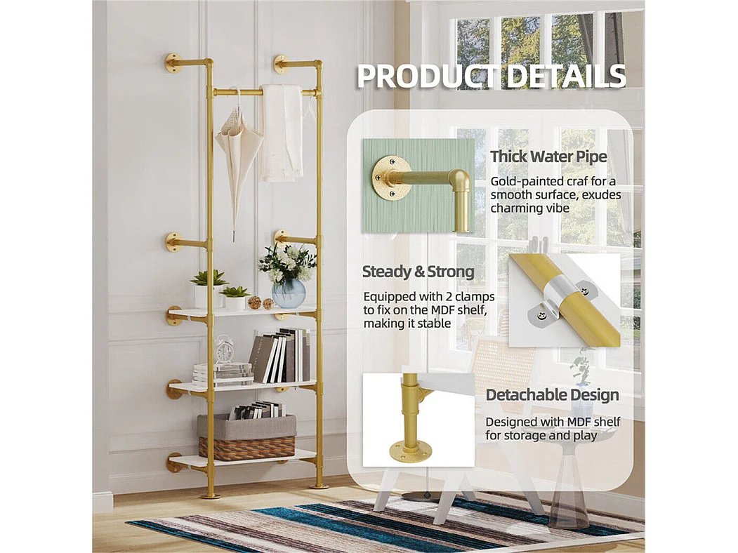 Armario de entrada con dos estantes Perchero estilo industrial