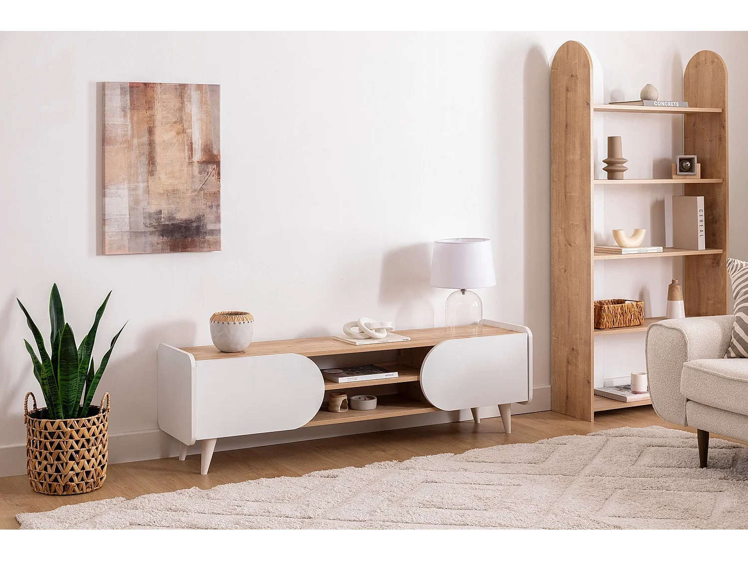 Móvel de TV – 160cm x 40cm x 45cm – Safira e Branco – Painel de Partículas