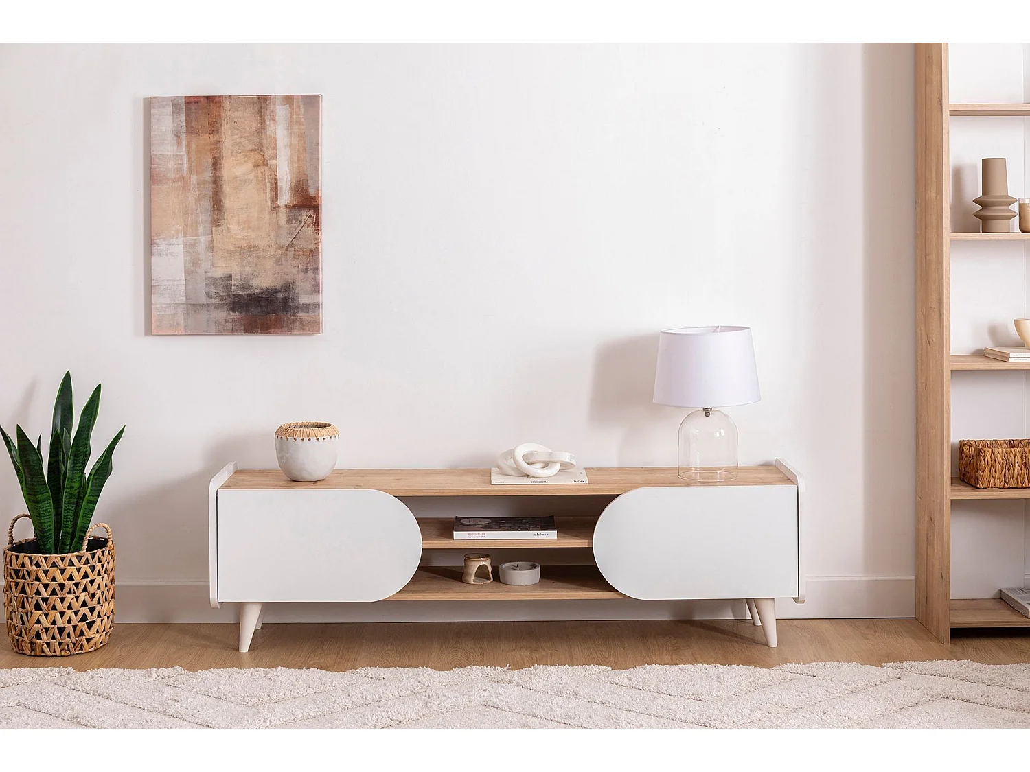 TV-Schrank – 160 cm x 40 cm x 45 cm – Saphir und Weiß – Spanplatte