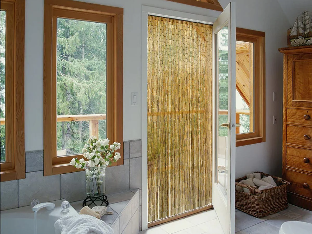 Rideau de porte bois de bambou vernis - coloris naturel - 90 x 200 cm - Morel