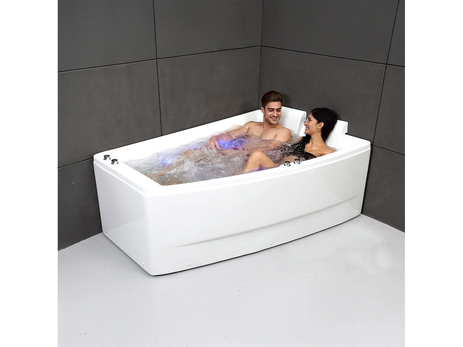 Baignoire Balnéo Sangha duo Wave droite 170  x120  x63  cm, by SPALINA