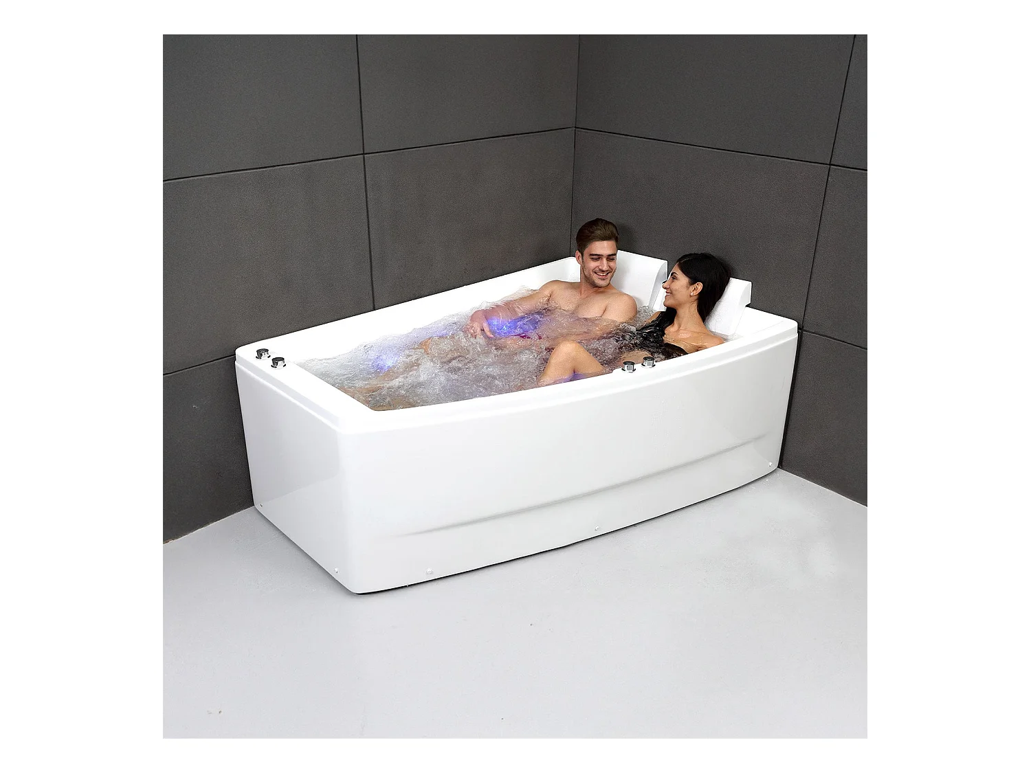 Baignoire Balnéo Sangha duo Wave droite 170  x120  x63  cm, by SPALINA