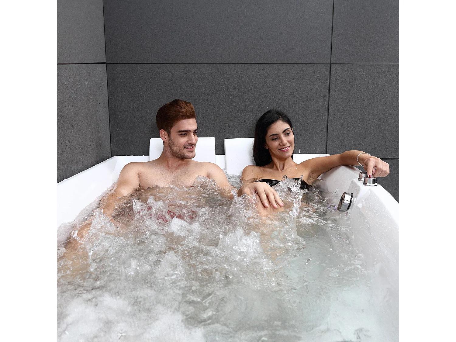 Baignoire Balnéo Sangha duo Wave droite 170 x120 x63 cm, by SPALINA