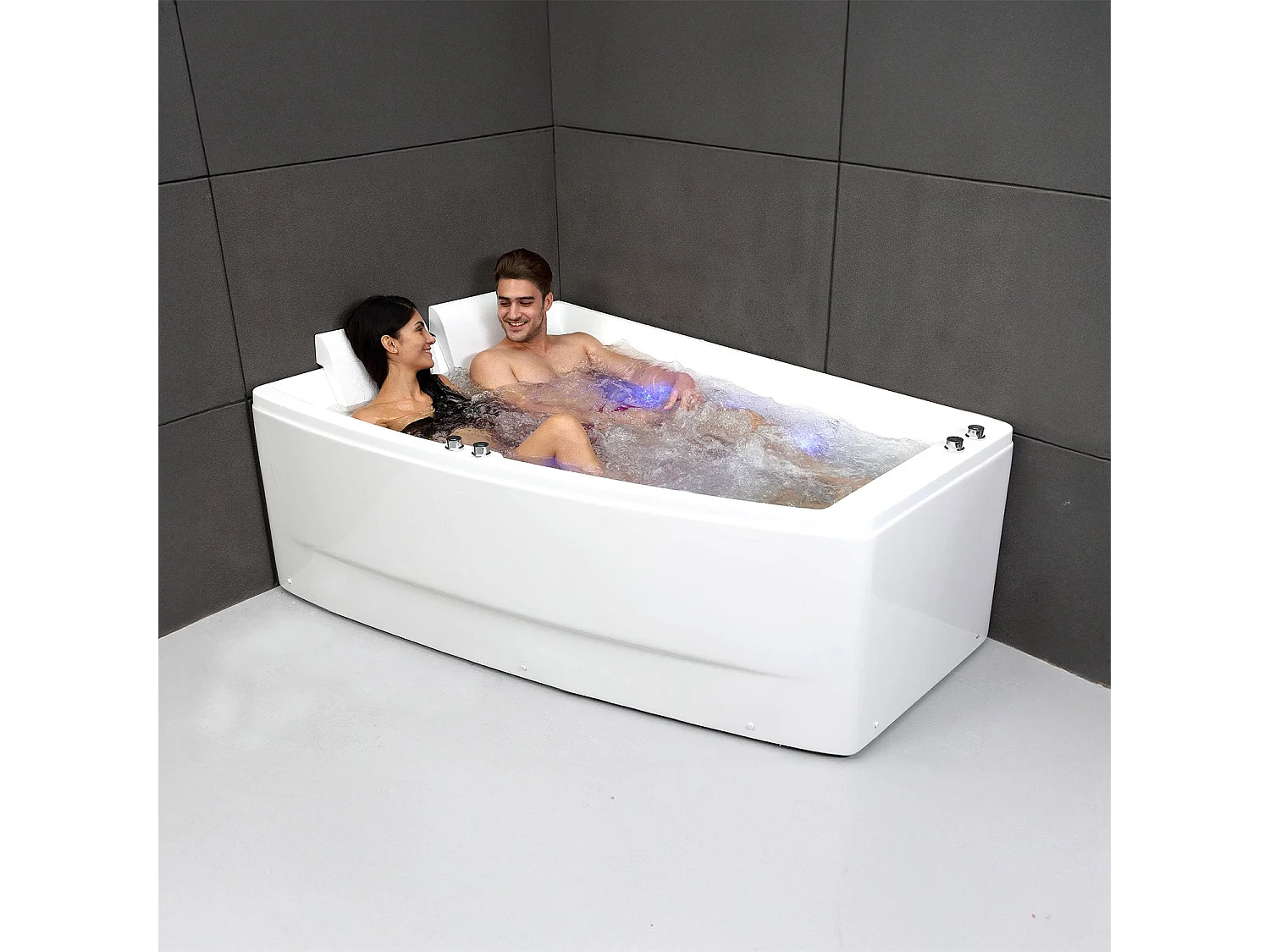 Baignoire Balnéo Sangha duo Wave gauche 170 x120 x63 cm, by SPALINA