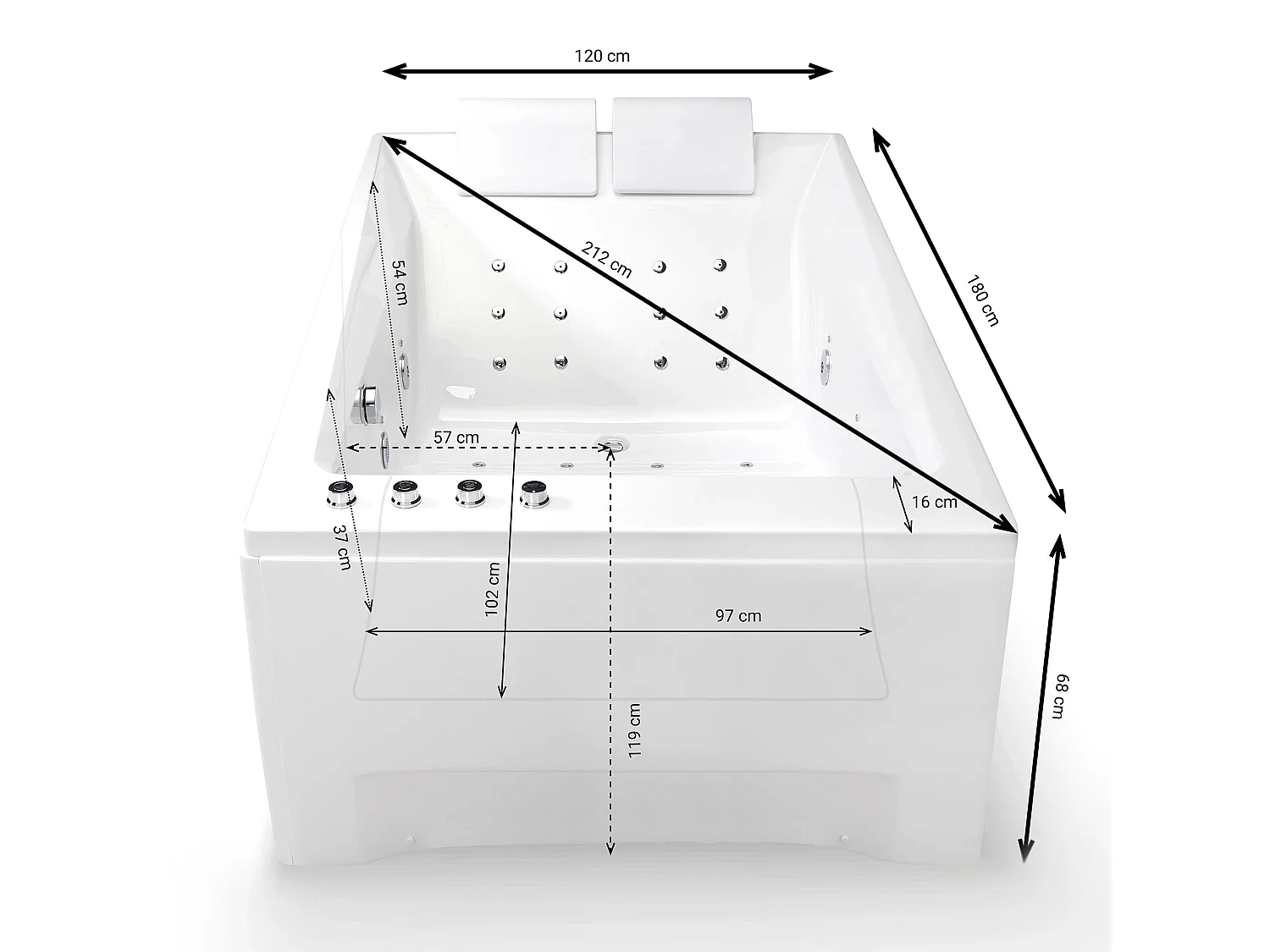 Baignoire Balnéo Kensho duo Wave 180 x120 x68 cm, by SPALINA