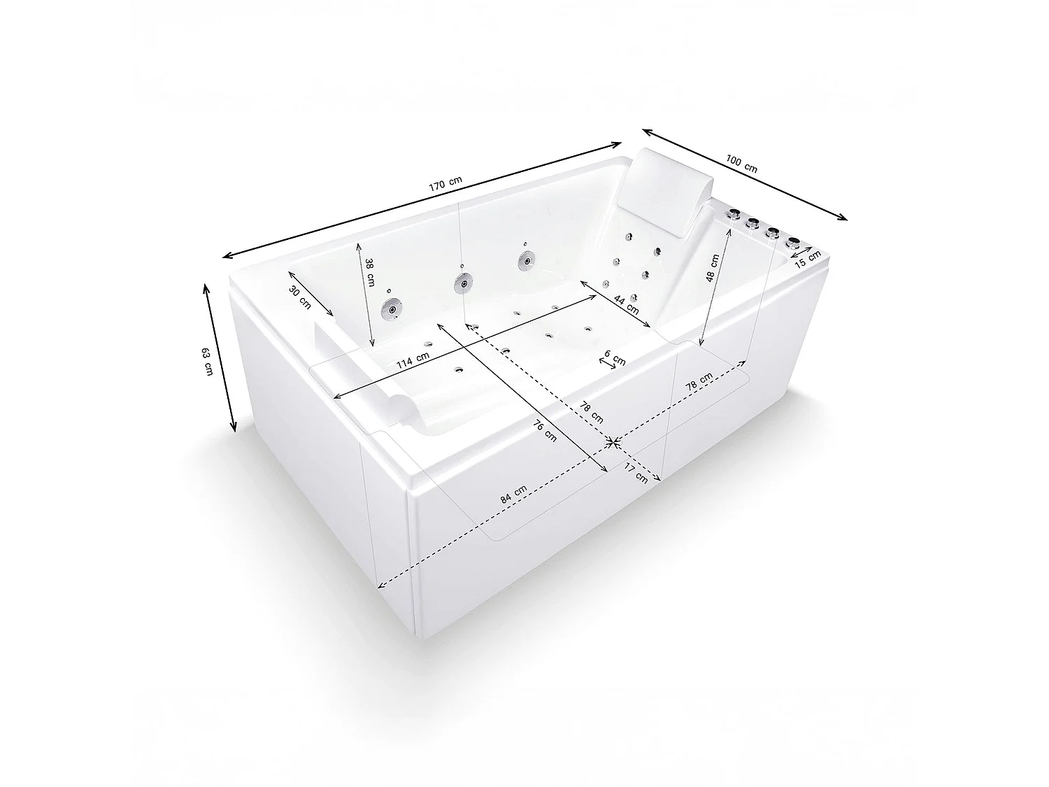 Baignoire Balnéo Cetana duo Wave 170  x100  x63  cm, by SPALINA