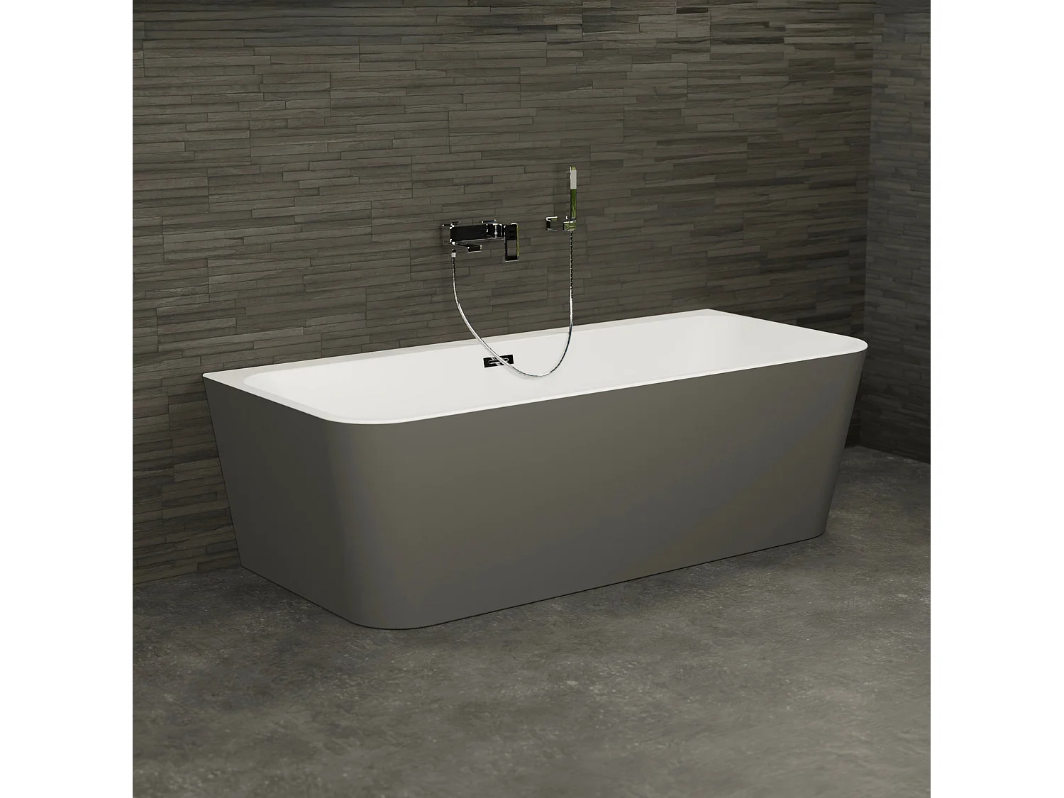 Baignoire Ilot Mint 180 grise 180  x81  x57  cm, by SPALINA