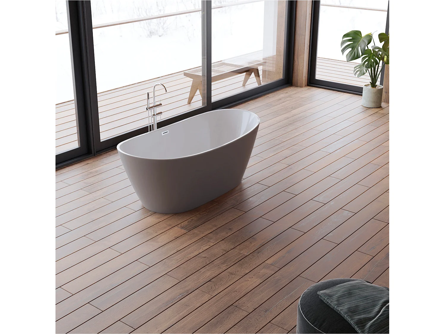 Baignoire Ilot Venecia 170 grise 170  x80  x57  cm, by SPALINA