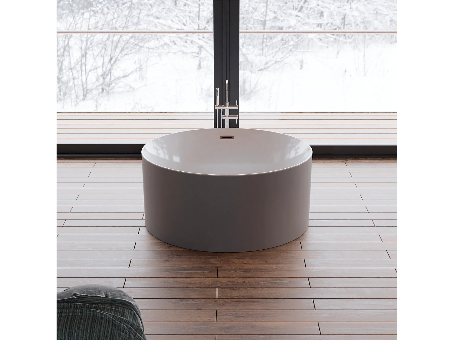 Baignoire Ilot Loom 2.0 130 grise 130  x130  x58  cm, by SPALINA