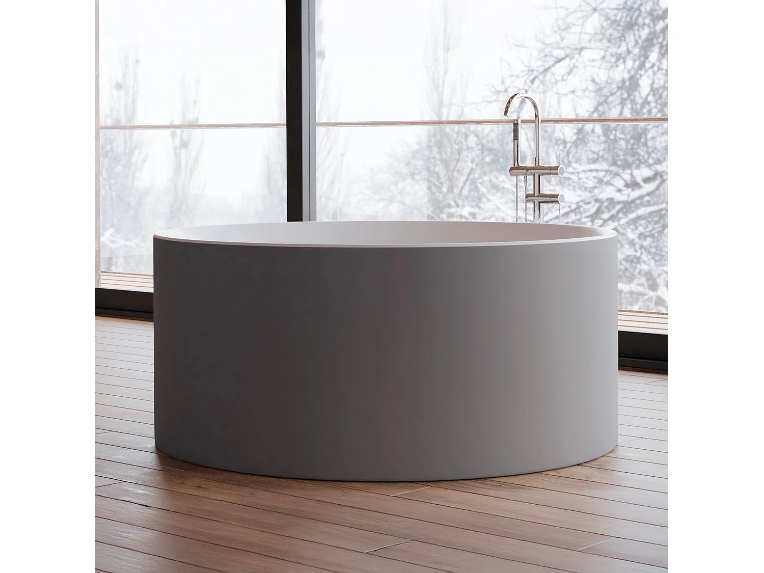 Baignoire Ilot Loom 2.0 130 grise 130  x130  x58  cm, by SPALINA