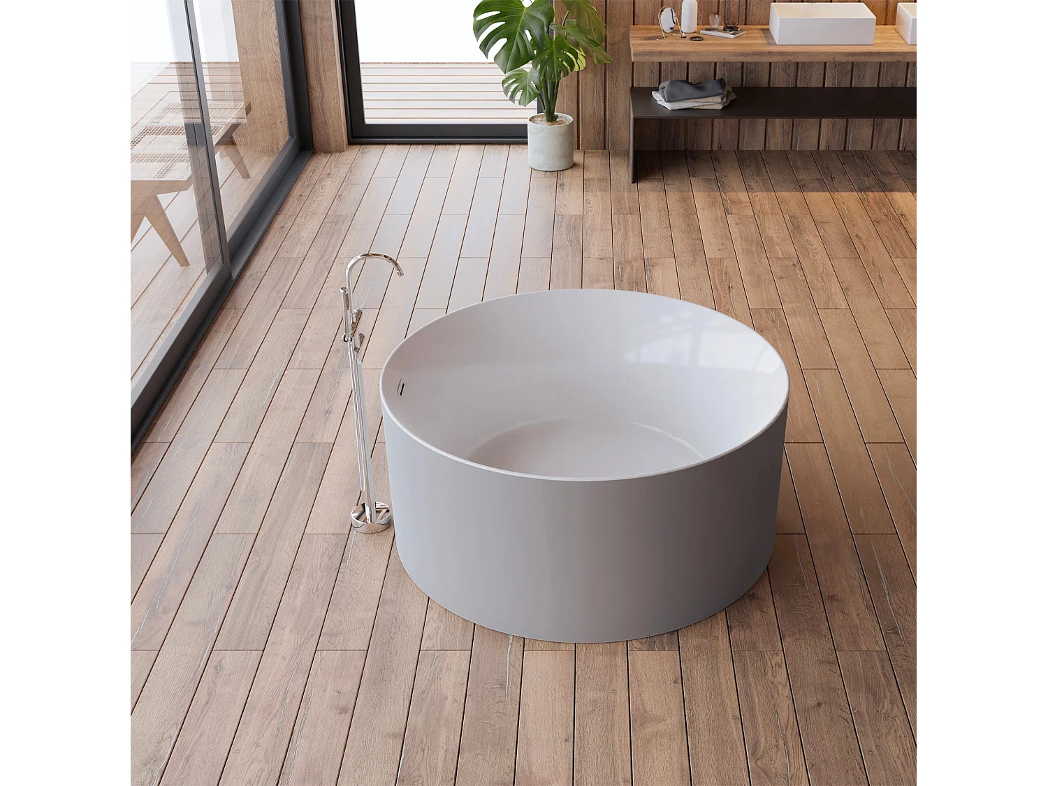 Baignoire Ilot Loom 2.0 130 grise 130  x130  x58  cm, by SPALINA