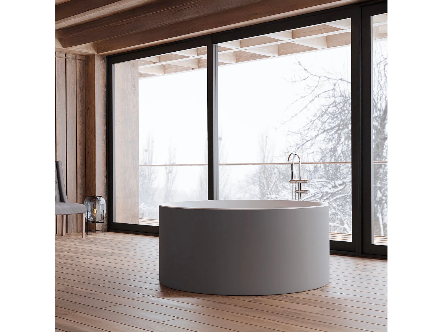 Baignoire Ilot Loom 2.0 130 grise 130  x130  x58  cm, by SPALINA