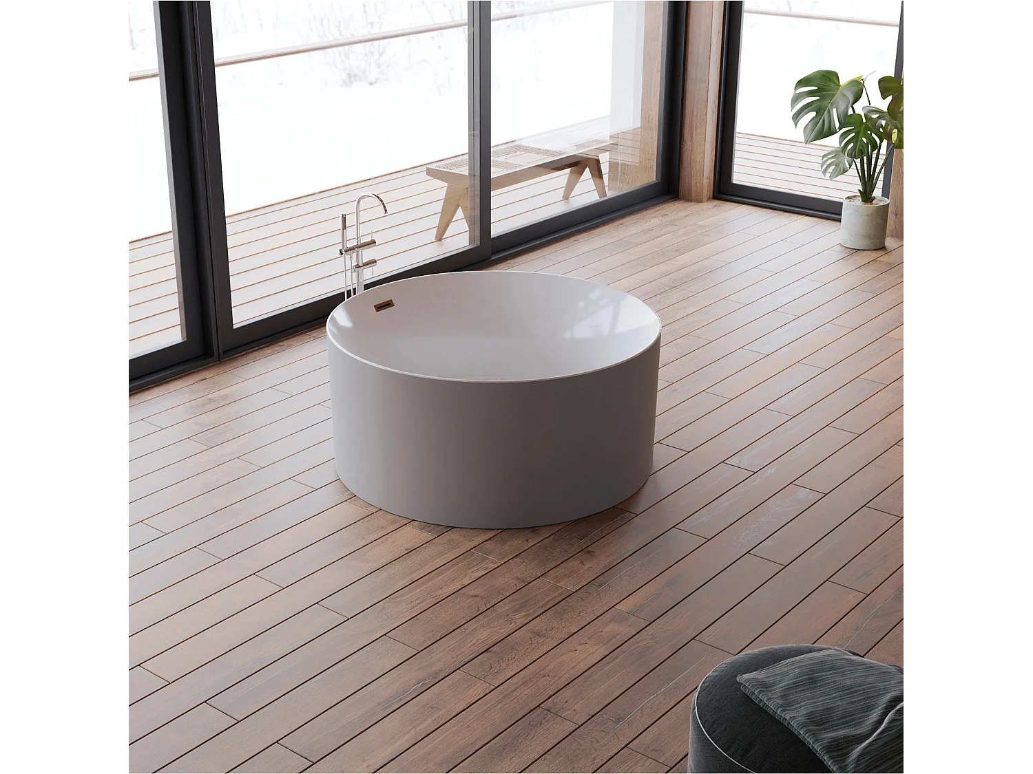 Baignoire Ilot Loom 2.0 130 grise 130  x130  x58  cm, by SPALINA