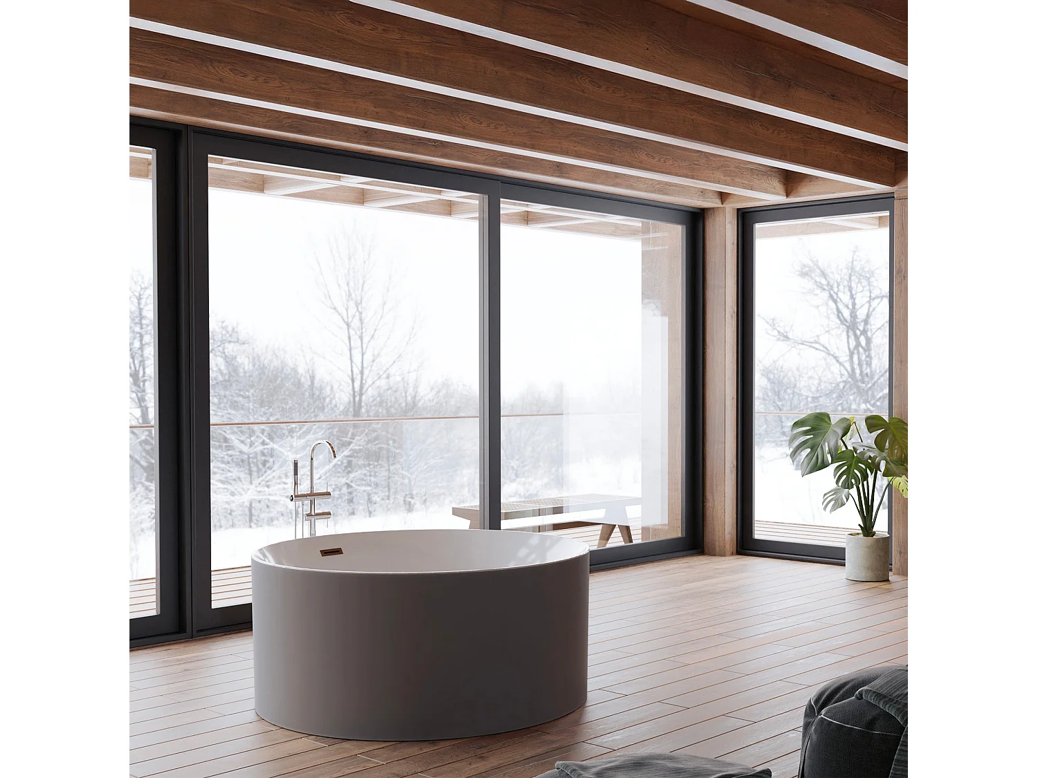 Baignoire Ilot Loom 2.0 130 grise 130  x130  x58  cm, by SPALINA