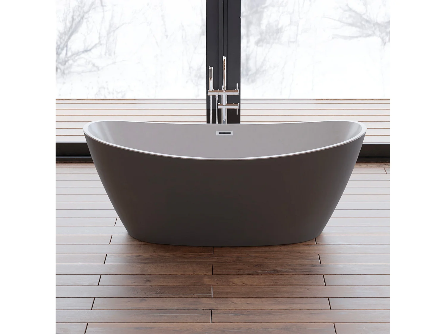 Baignoire Ilot Neroon 2.0 170 grise 170  x80  x60  cm, by SPALINA