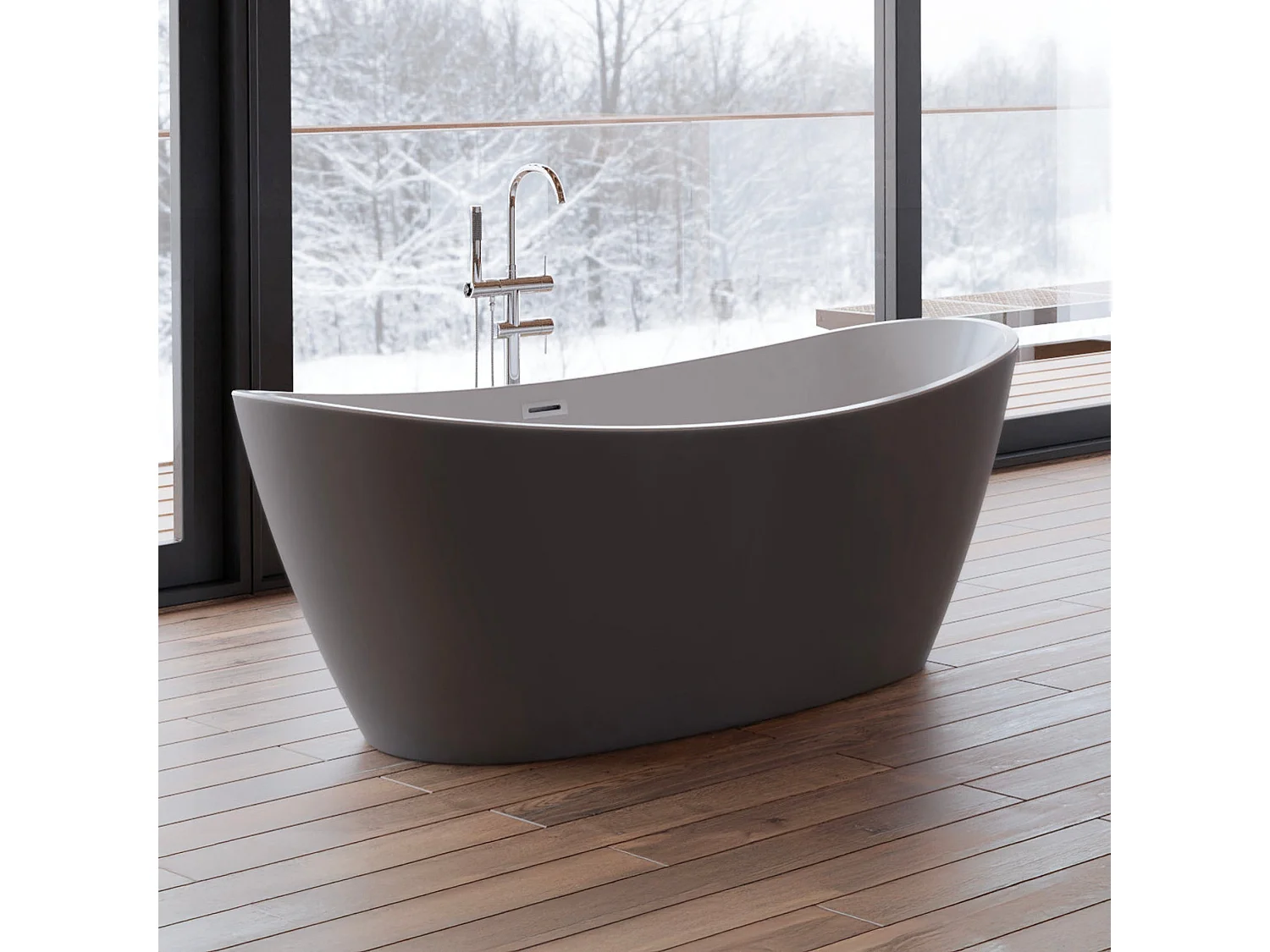 Baignoire Ilot Neroon 2.0 170 grise 170  x80  x60  cm, by SPALINA