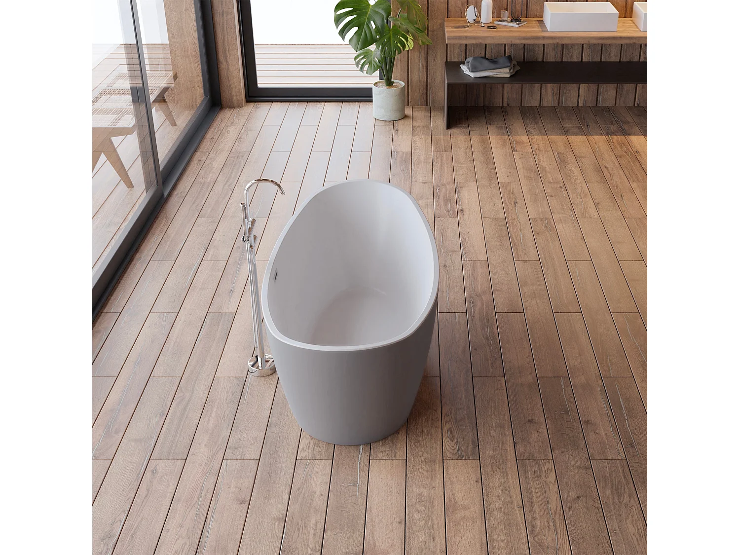 Baignoire Ilot Neroon 2.0 170 grise 170  x80  x60  cm, by SPALINA