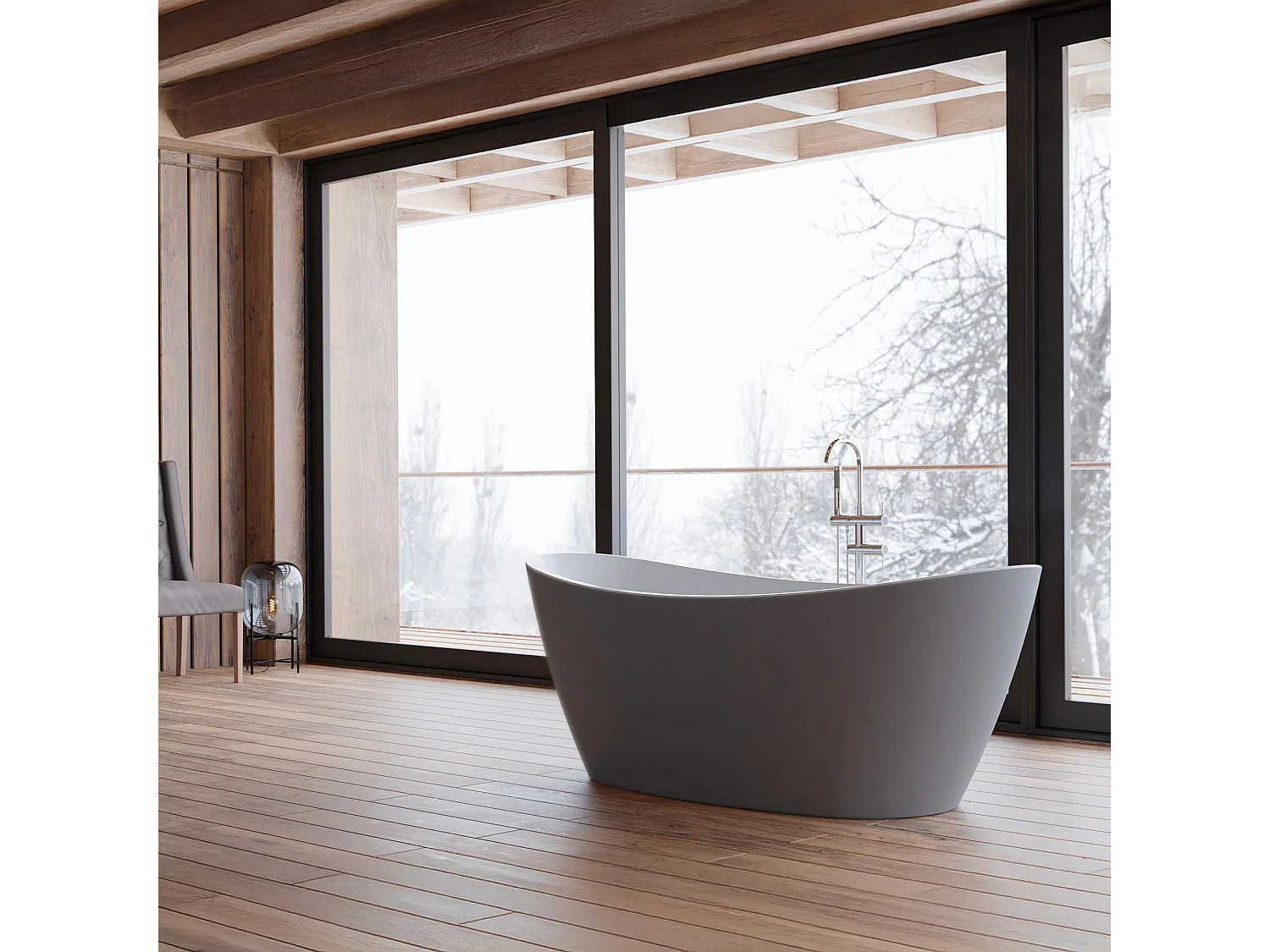 Baignoire Ilot Neroon 2.0 170 grise 170  x80  x60  cm, by SPALINA