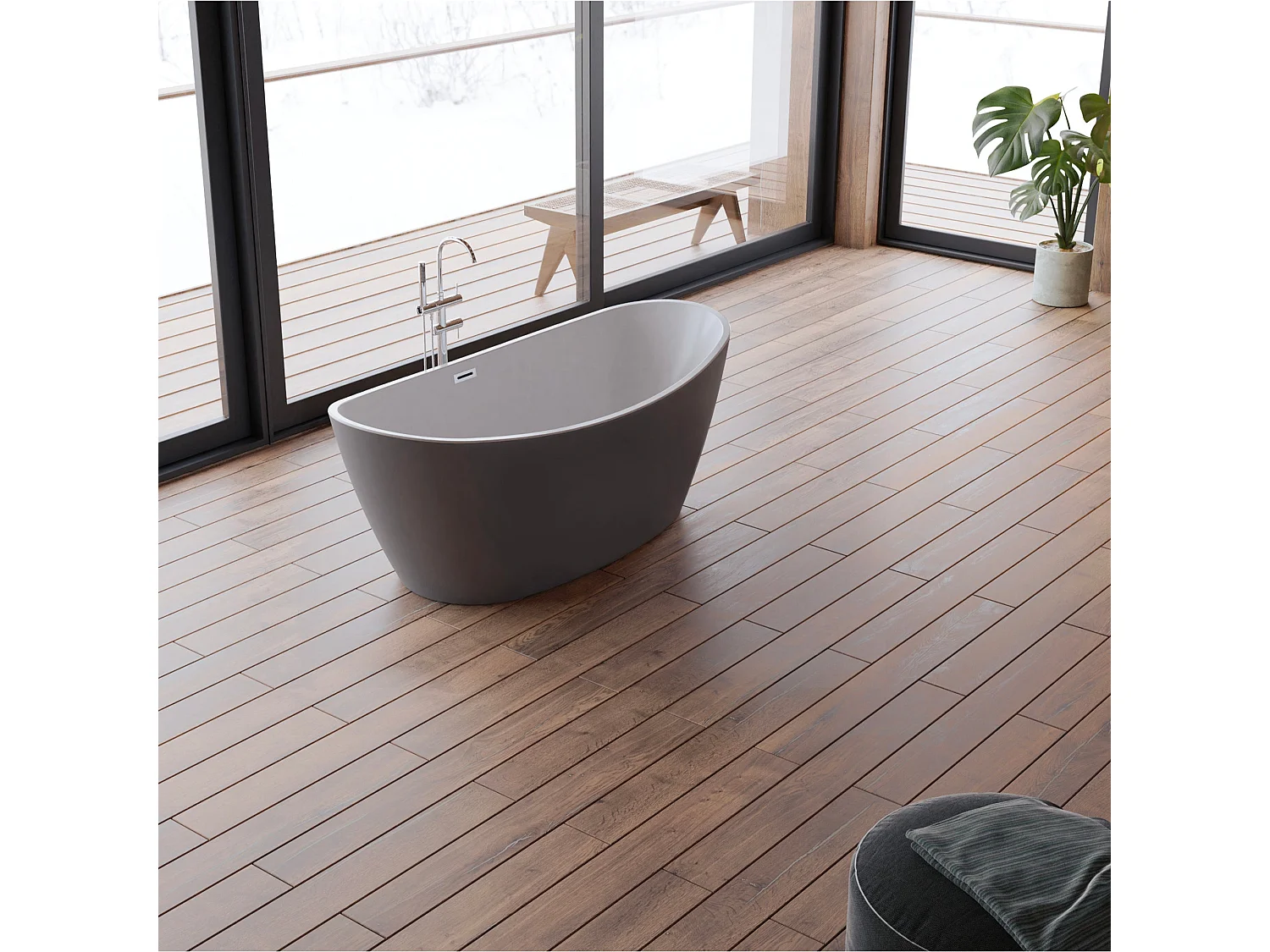 Baignoire Ilot Neroon 2.0 170 grise 170  x80  x60  cm, by SPALINA