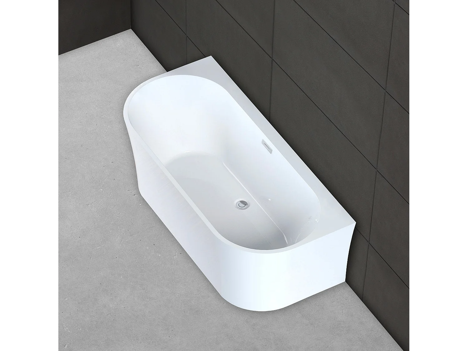 Baignoire Ilot Ruby 170 blanche 170  x80  x57  cm, by SPALINA