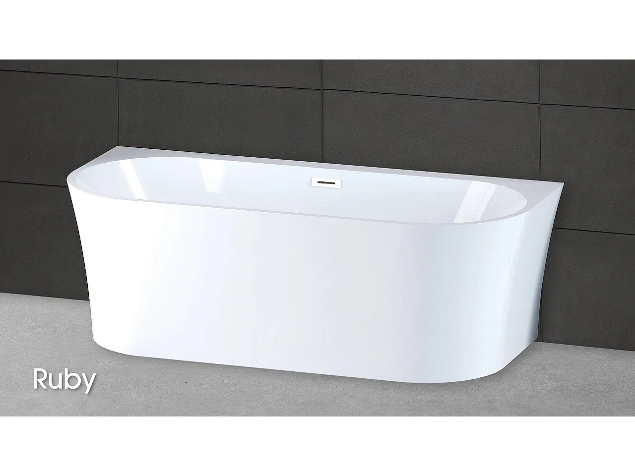 Baignoire Ilot Ruby 170 blanche 170  x80  x57  cm, by SPALINA