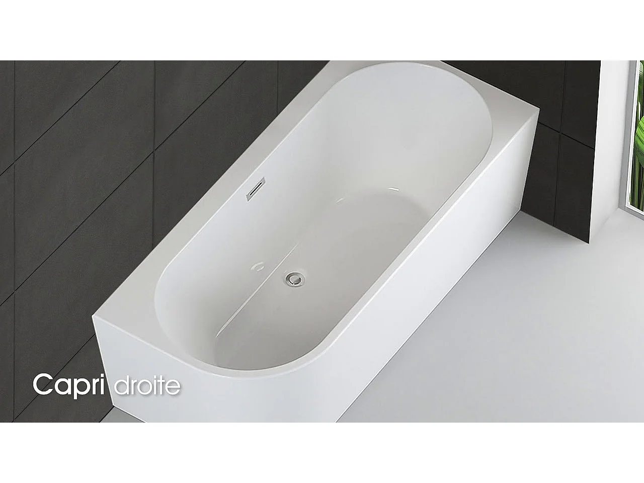 Baignoire Ilot Capri 160 droite blanche 160  x76  x58  cm, by SPALINA