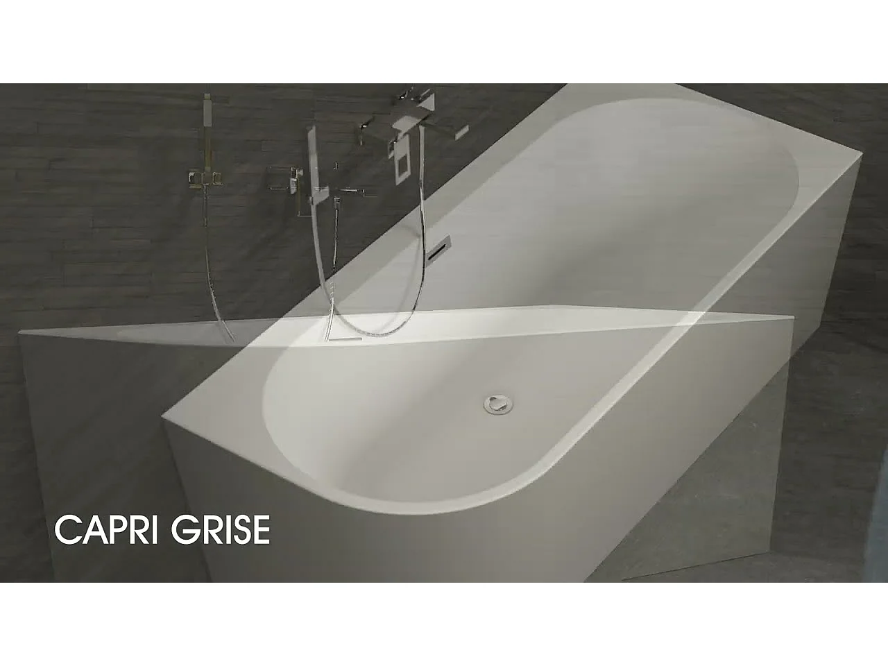 Baignoire Ilot Capri 180 droite grise 180  x81  x58  cm, by SPALINA