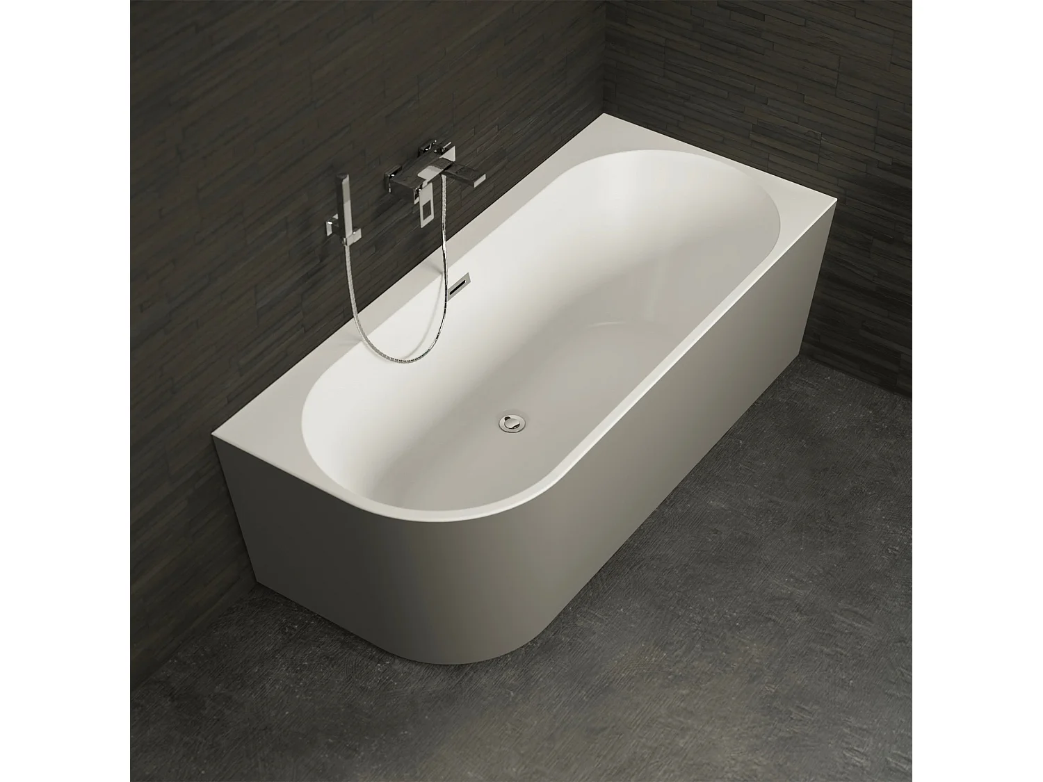 Baignoire Ilot Capri 180 droite grise 180  x81  x58  cm, by SPALINA