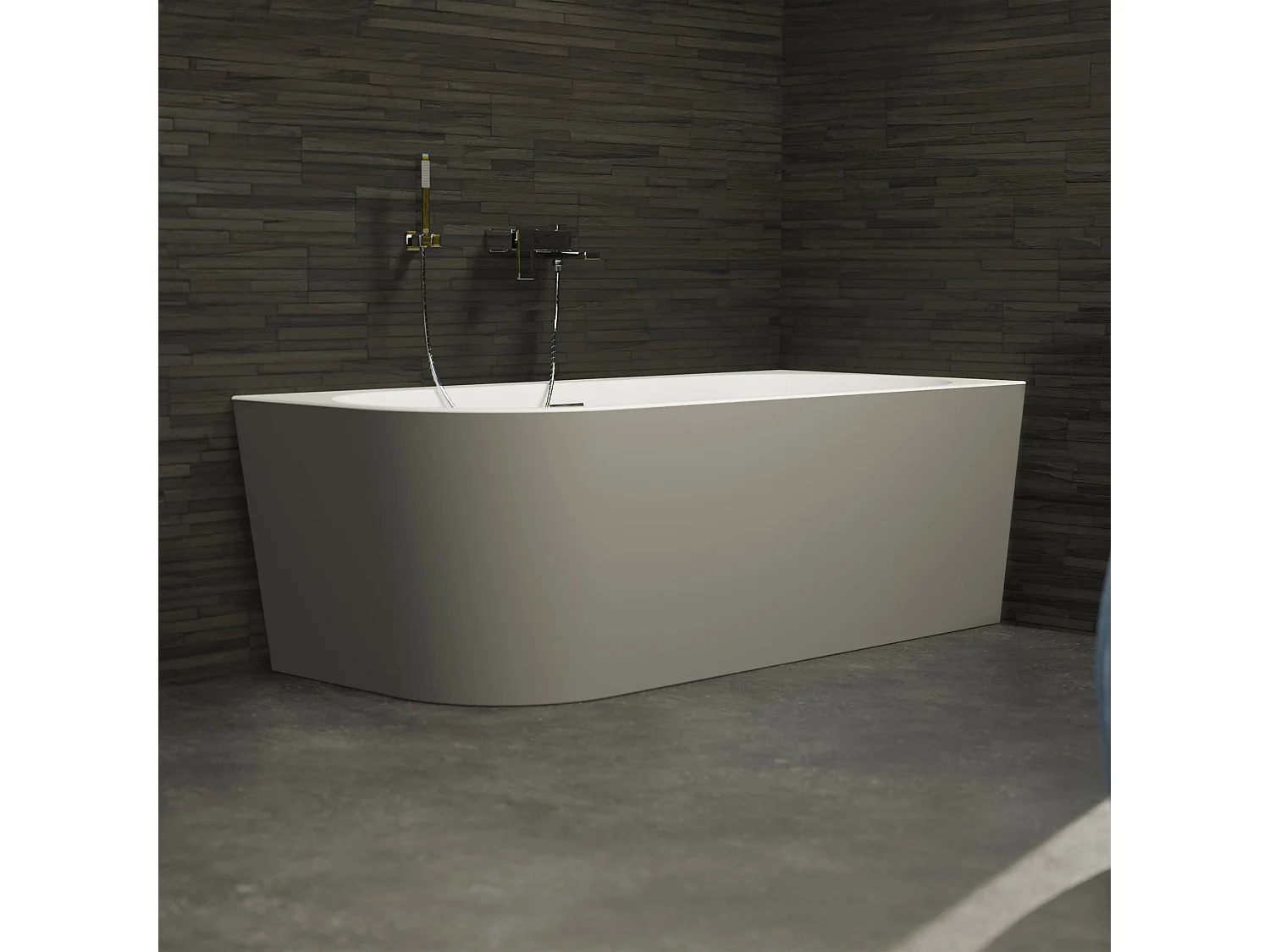 Baignoire Ilot Capri 180 droite grise 180  x81  x58  cm, by SPALINA
