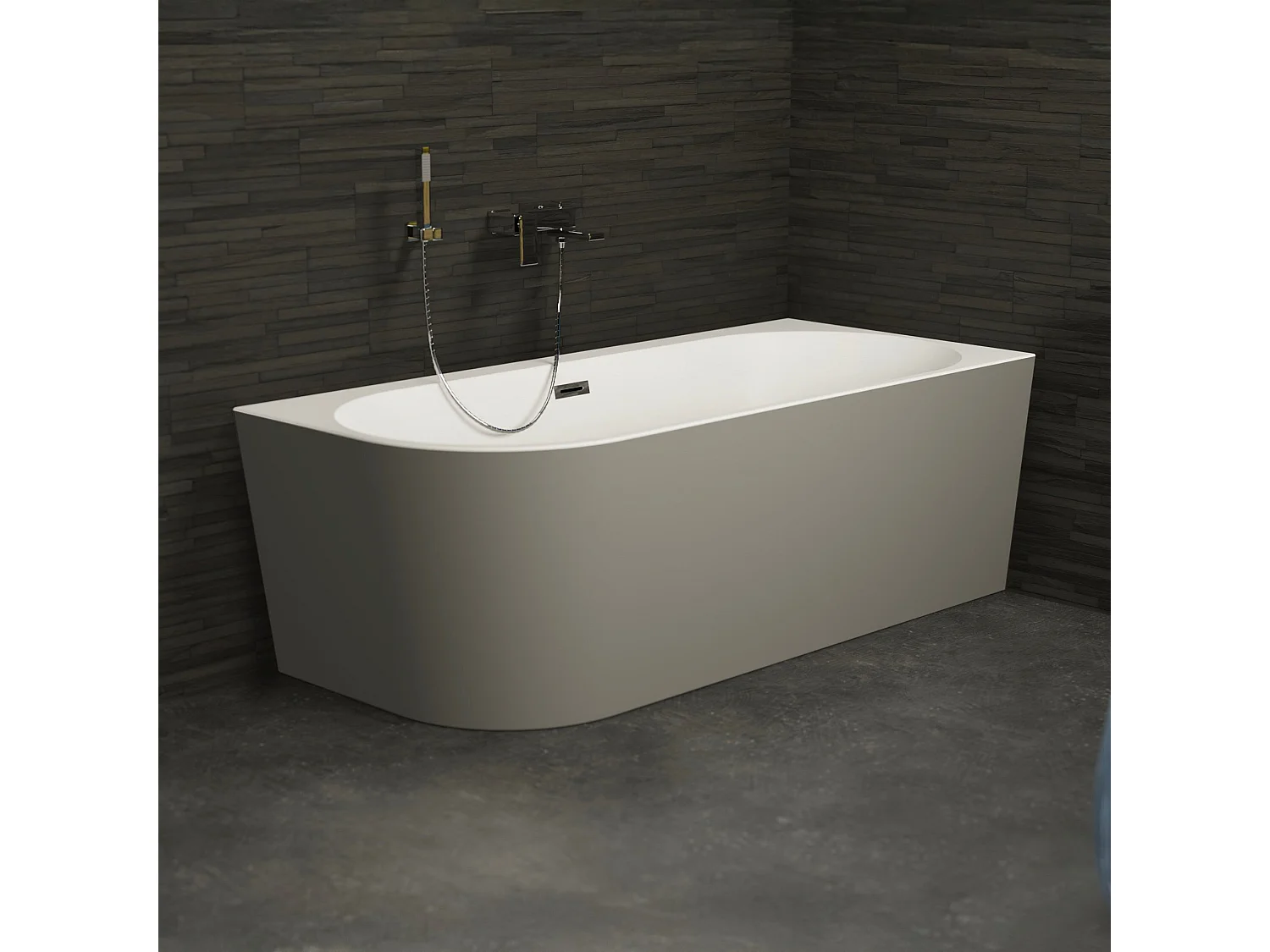Baignoire Ilot Capri 180 droite grise 180  x81  x58  cm, by SPALINA
