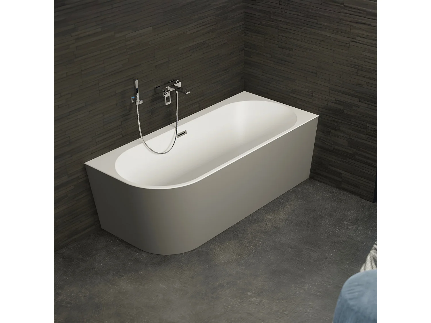 Baignoire Ilot Capri 170 droite grise 170  x76  x58  cm, by SPALINA