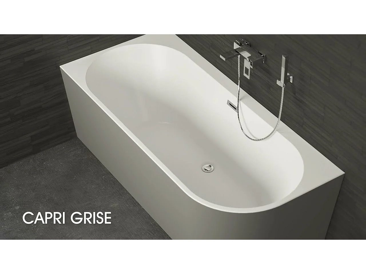 Baignoire Ilot Capri 180 gauche grise 180  x81  x58  cm, by SPALINA