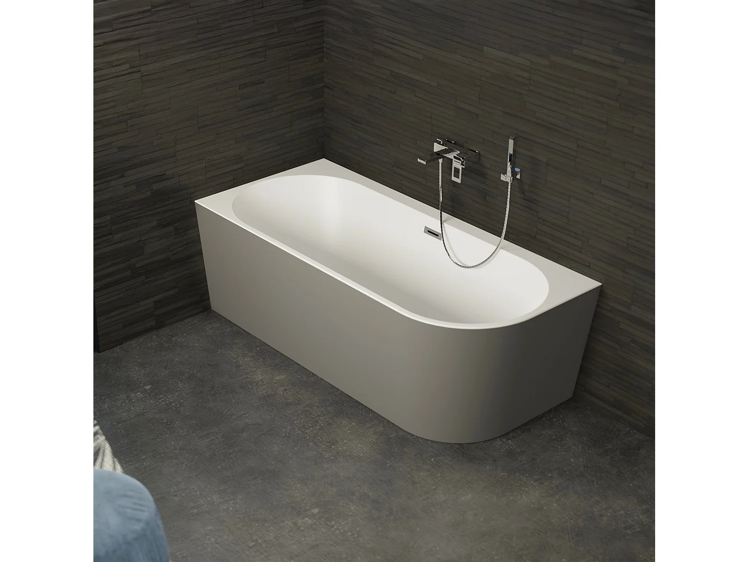 Baignoire Ilot Capri 180 gauche grise 180  x81  x58  cm, by SPALINA
