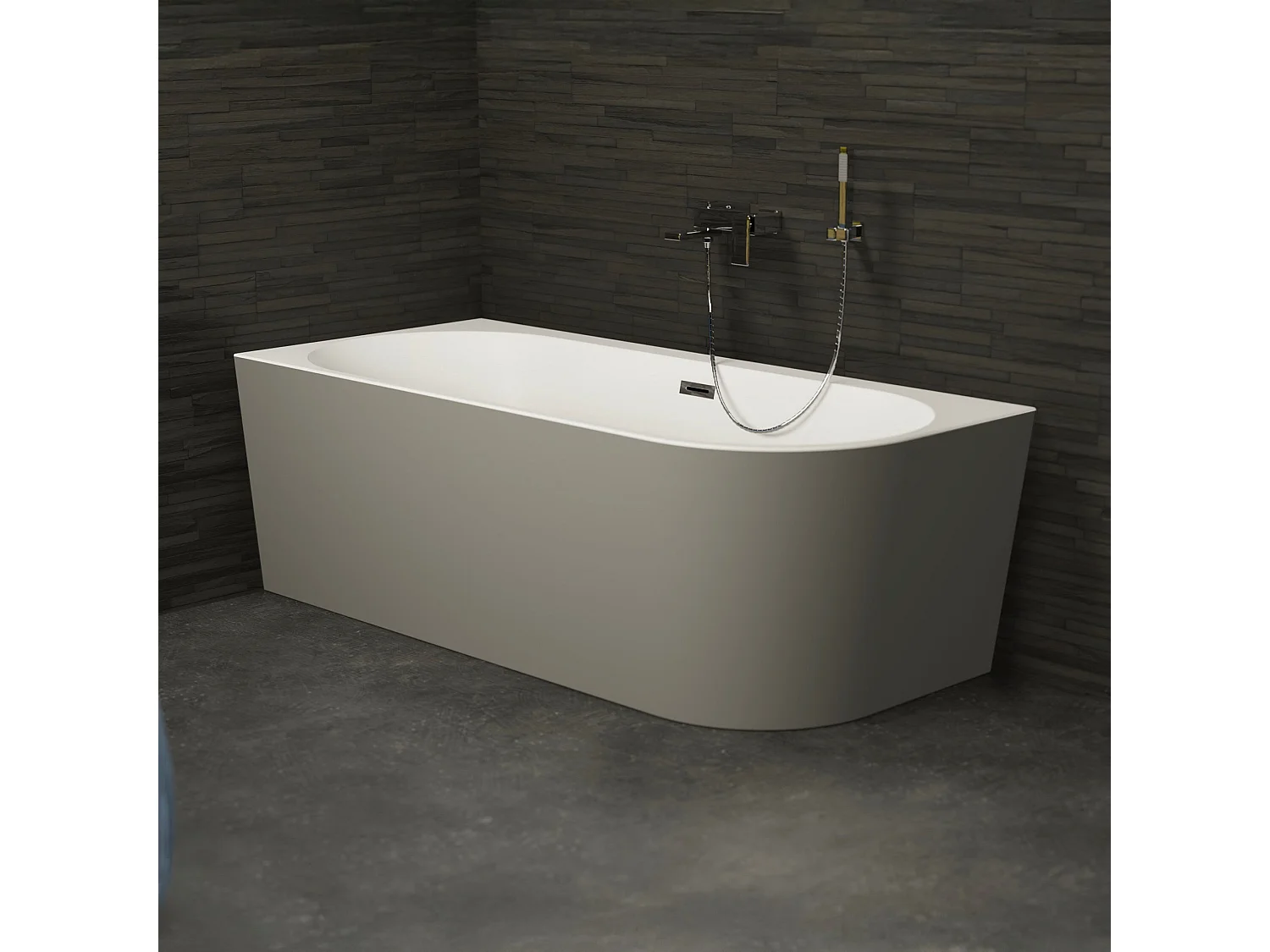 Baignoire Ilot Capri 180 gauche grise 180  x81  x58  cm, by SPALINA
