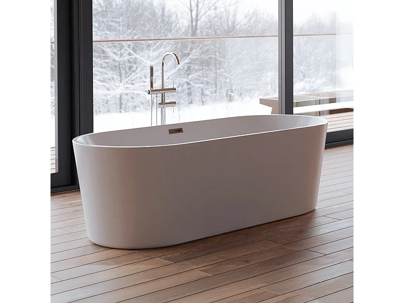 Baignoire Ilot Jade 170 blanche 170  x80  x58  cm, by SPALINA