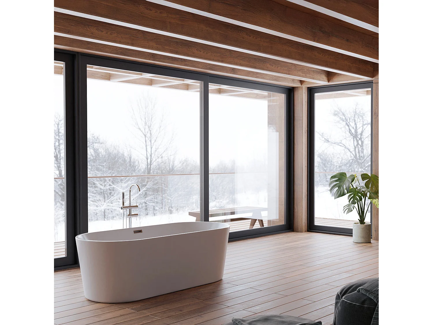 Baignoire Ilot Jade 170 blanche 170  x80  x58  cm, by SPALINA