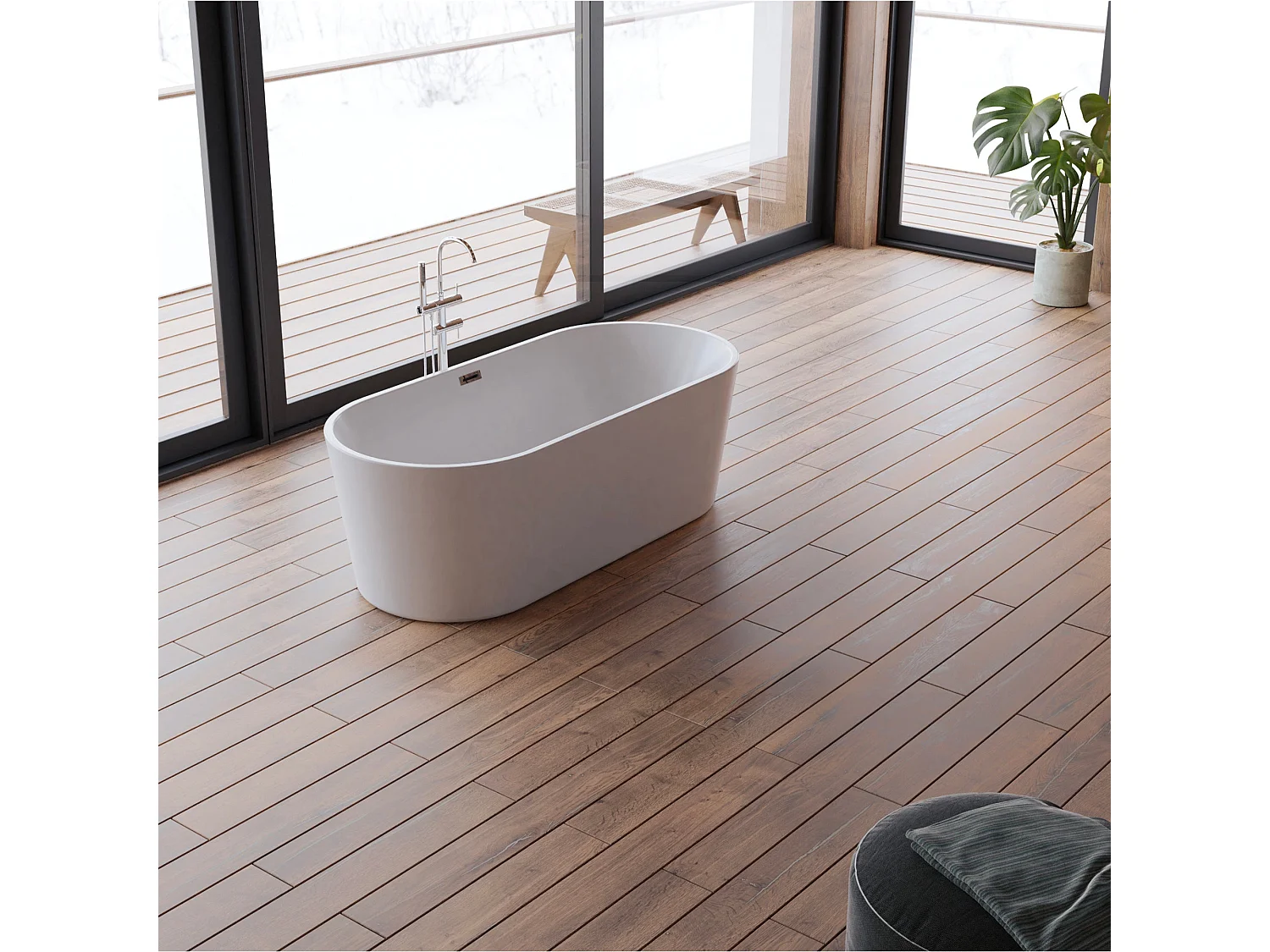 Baignoire Ilot Jade 170 blanche 170  x80  x58  cm, by SPALINA