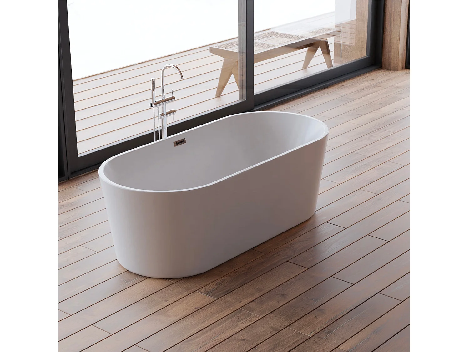 Baignoire Ilot Jade 170 blanche 170  x80  x58  cm, by SPALINA