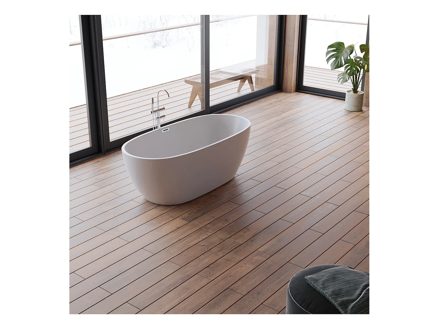 Baignoire Ilot Samba 170 blanche 170  x79  x58  cm, by SPALINA