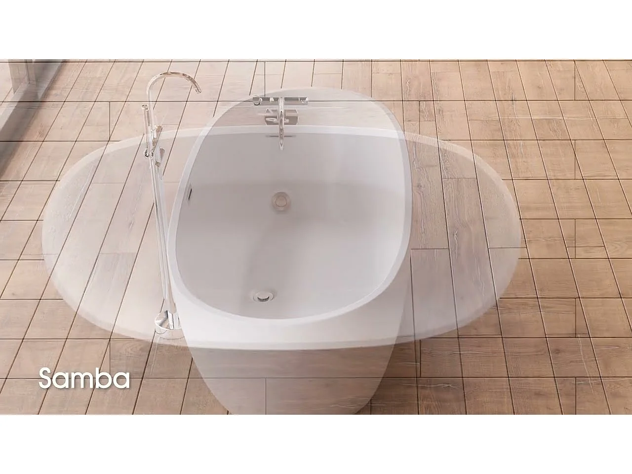 Baignoire Ilot Samba 170 blanche 170  x79  x58  cm, by SPALINA