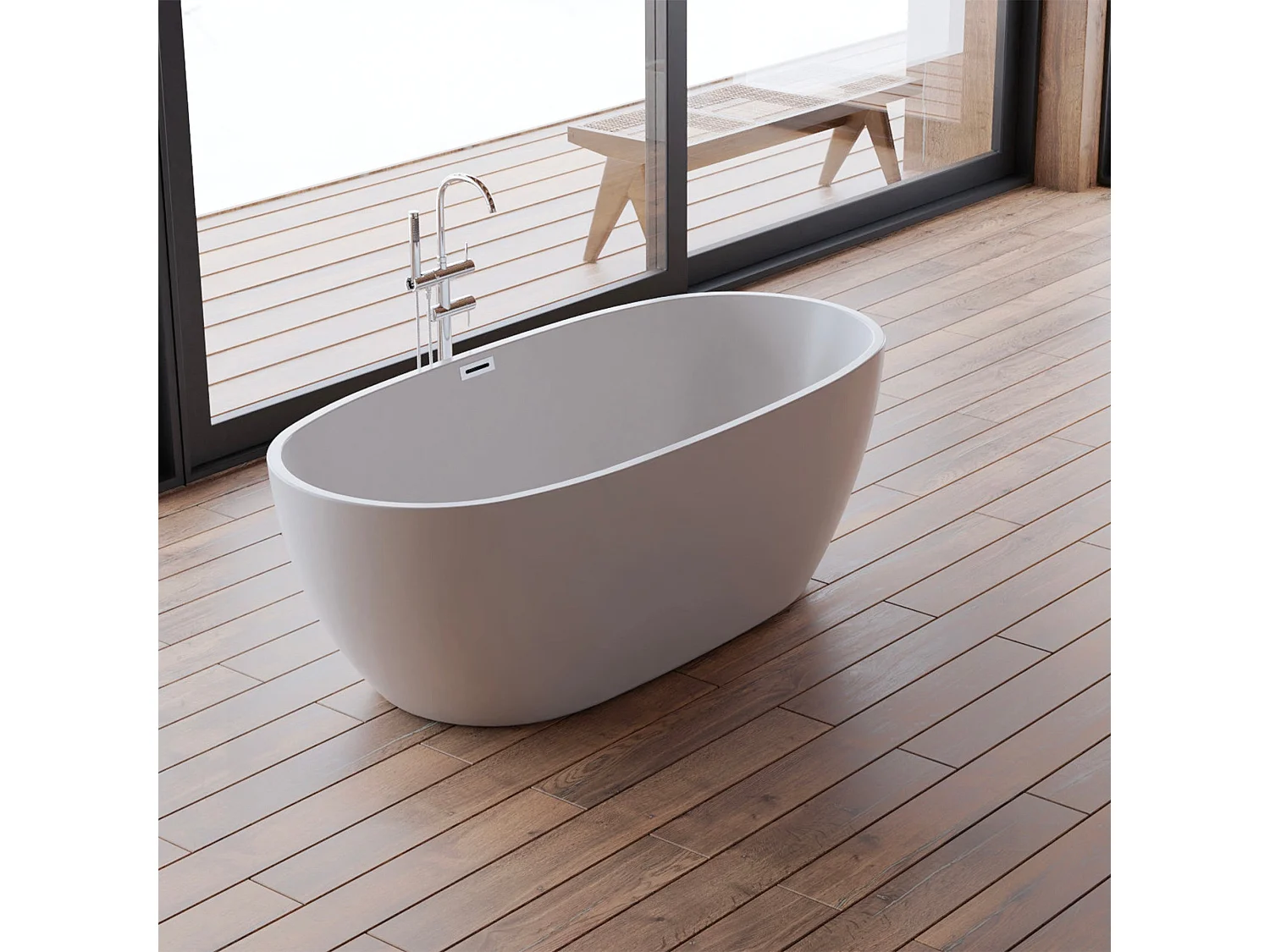 Baignoire Ilot Samba 170 blanche 170 x79 x58 cm, by SPALINA