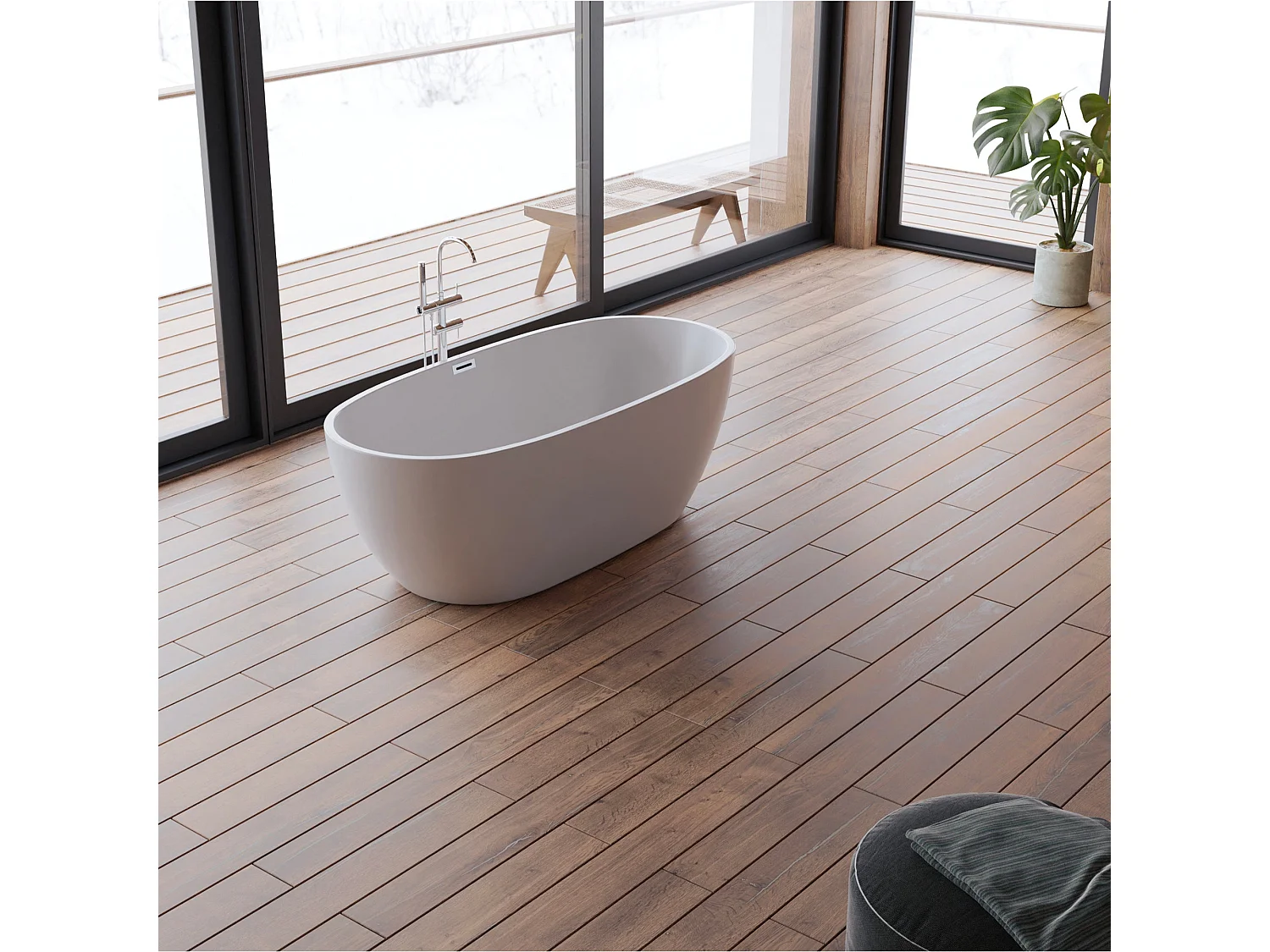 Baignoire Ilot Samba 170 blanche 170 x79 x58 cm, by SPALINA